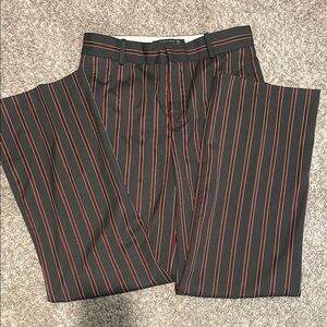 Zara Women's Straight Leg Pants with Gray and Red Stripes